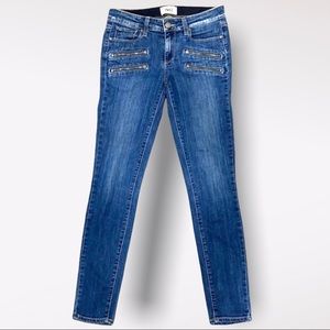 👖PAIGE Denim Mid-rise Skinny Jeans with Zipper Details